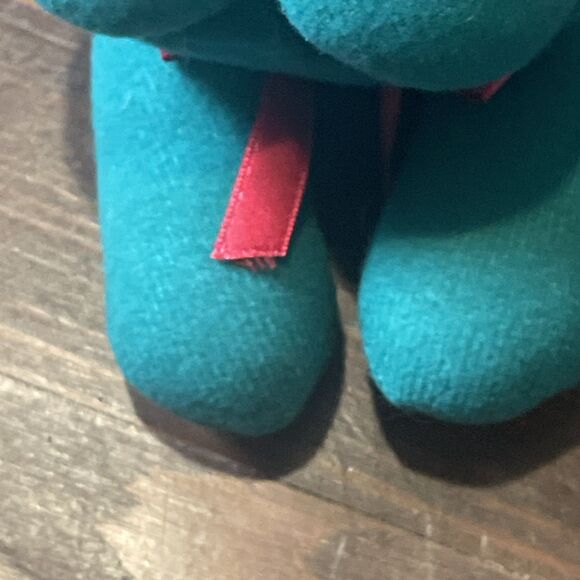 Vintage Stuffed Cat Plush With Ribbon Bow Green - Picture 4 of 7
